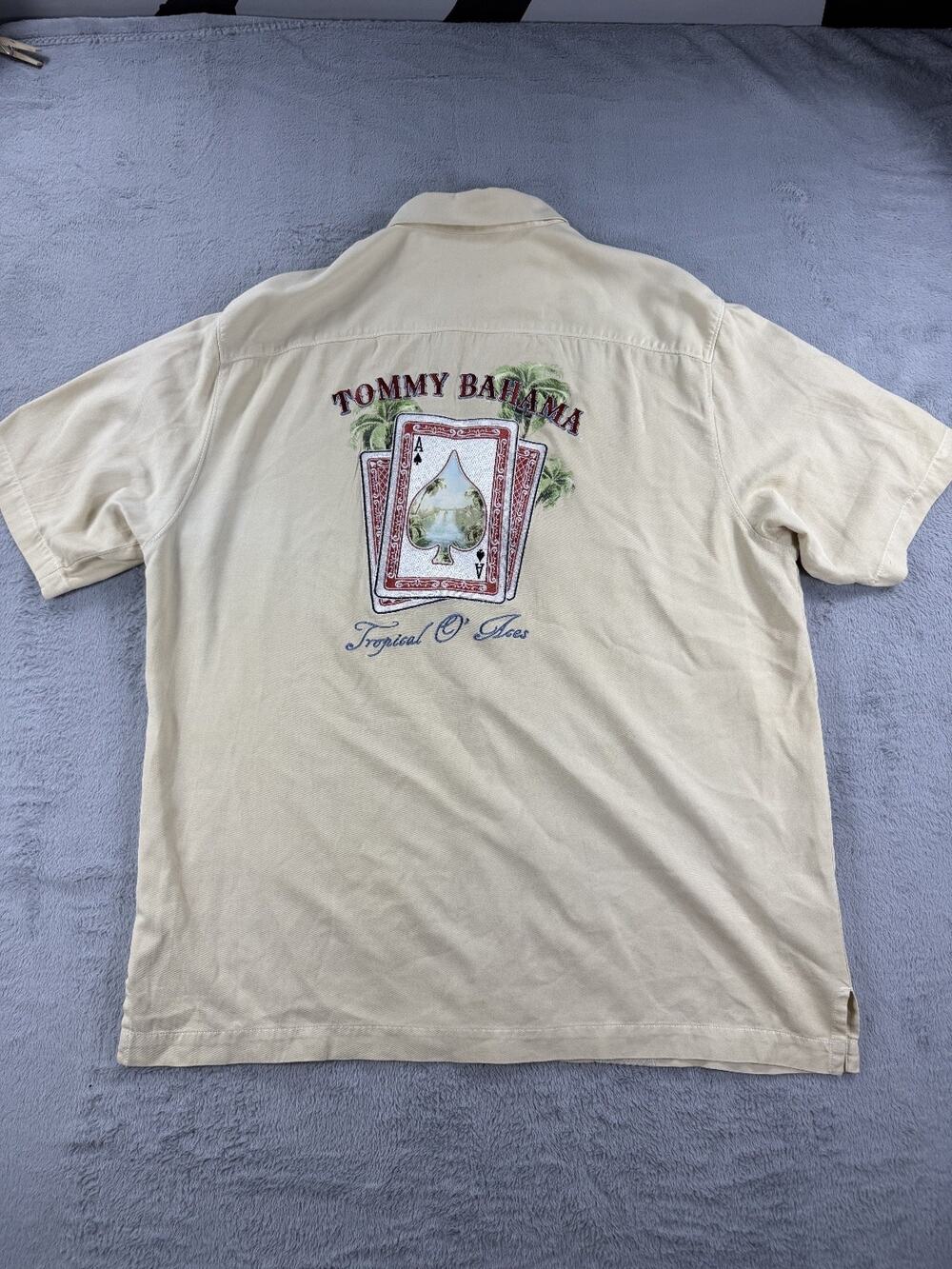 Tommy Bahama Mens Medium Silk Blend Embroidered Short Sleeve Beach Casual